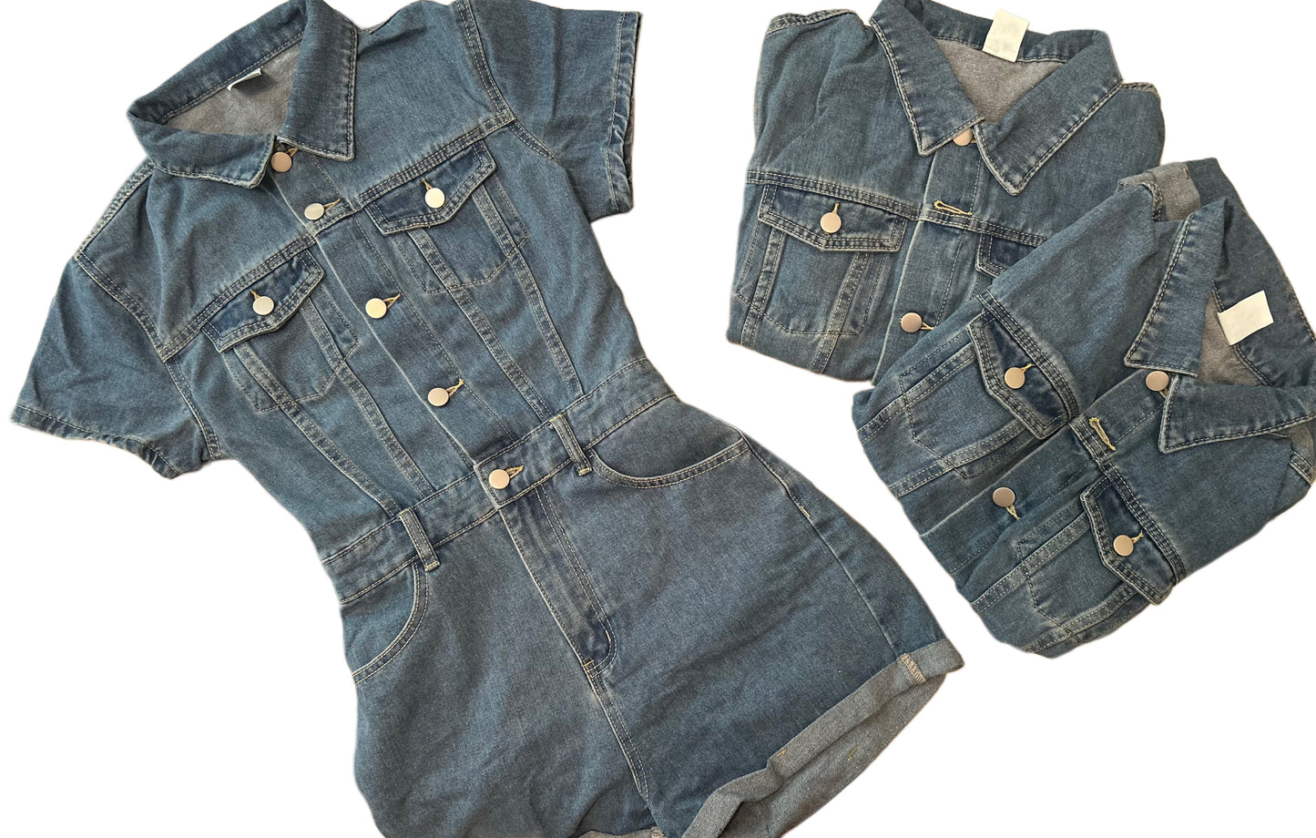 Womens button-up jean jumpsuit