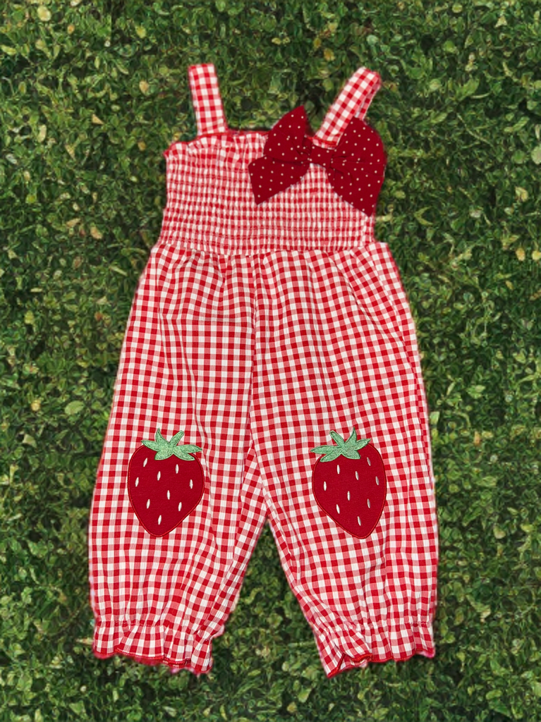 strawberry girls romper