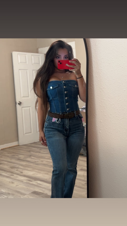 denim tube top