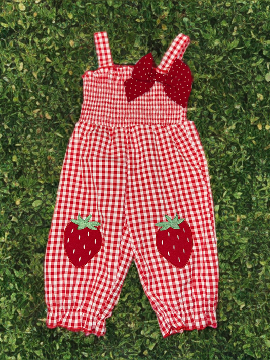 strawberry girls romper