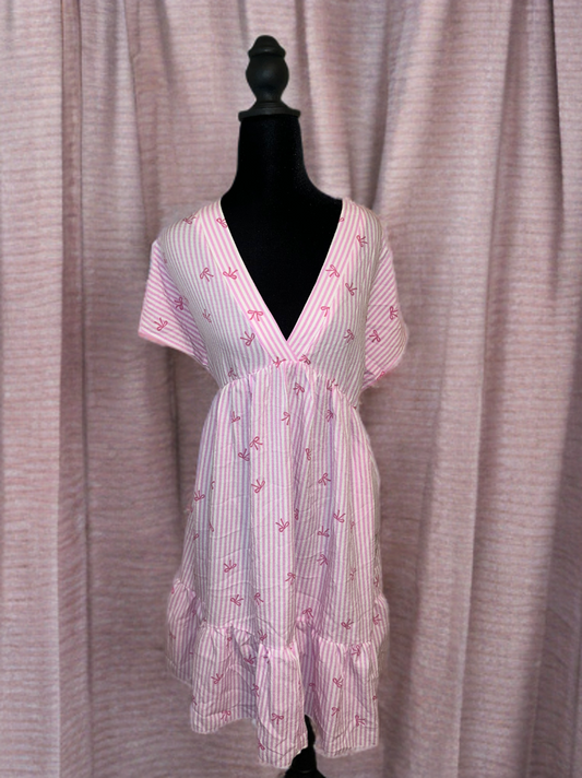 women's pink bow dress